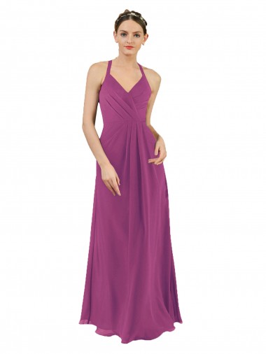 Achetez Baie sauvage Fourreau Col V Mousseline Longue Robes demoiselle d'honneur