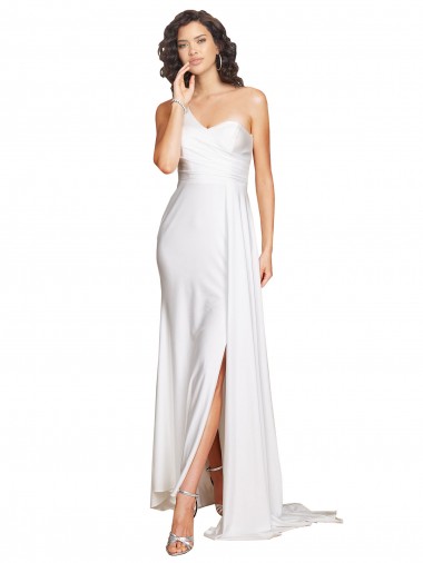 Achetez Blanc Trapèze Satiné Soyeux Robes de mariée