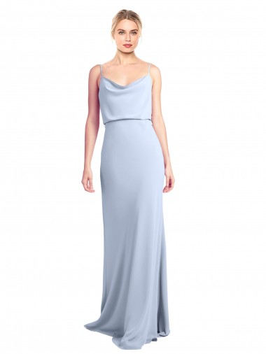 Achetez Bleu ciel clair Fourreau Col Haut Crêpe Stretch Longue Formelles Robes demoiselle d'honneur / Robes de soirée / Robes de bal