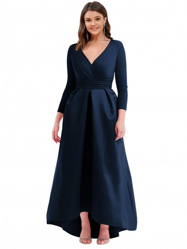 Achetez Bleu marine foncé Princesse Col V Spandex Longue Asymétrique Formelles Robes demoiselle d'honneur / Robes de soirée / Robes de bal