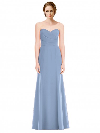 Achetez Bleu poussiéreux Sirène Sans bretelle Mousseline Longue Robes demoiselle d'honneur