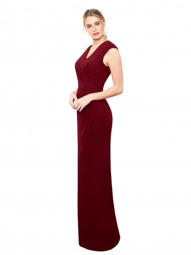 Achetez Bordeaux Sirène Col V Mousseline Longue Robes demoiselle d'honneur / Robes de bal
