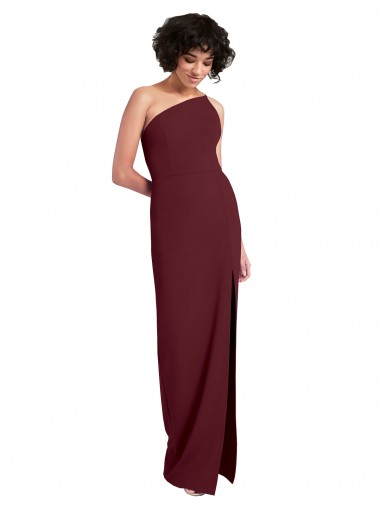 Achetez Bordeaux foncé Fourreau Crêpe Stretch Longue Formelles Robes demoiselle d'honneur / Robes de soirée / Robes de bal