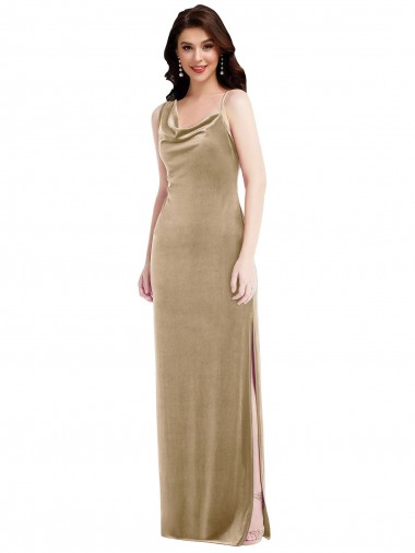 Achetez Champagne Fourreau Velours Stretch Longue Formelles Robes demoiselle d'honneur / Robes de soirée / Robes de bal