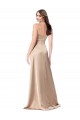 Achetez Champagne Rose Trapèze Bretelles spaghetti Col V Satiné Soyeux Longue Formelles Robes demoiselle d'honneur / Robes de soirée / Robes de bal