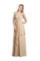 Achetez Champagne Trapèze Bretelles spaghetti Mousseline Longue Robes demoiselle d'honneur
