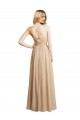 Achetez Champagne Trapèze Bretelles spaghetti Mousseline Longue Robes demoiselle d'honneur