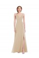 Achetez Champagne Trapèze Col V Mousseline Longue Robes demoiselle d'honneur