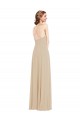 Achetez Champagne Trapèze Col V Mousseline Longue Robes demoiselle d'honneur
