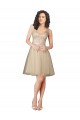 Achetez Champagne Trapèze Col V Tulle Dentelle Courte Robes demoiselle d'honneur