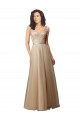 Achetez Champagne Trapèze Col V Tulle Dentelle Longue Robes demoiselle d'honneur