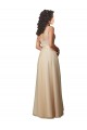 Achetez Champagne Trapèze Col V Tulle Dentelle Longue Robes demoiselle d'honneur