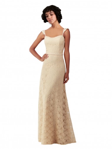 Achetez Champagne Trapèze Dentelle Longue Robes demoiselle d'honneur