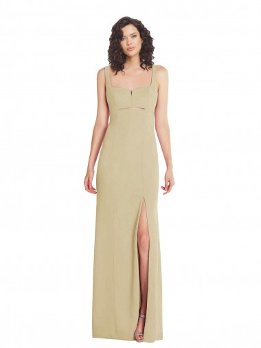 Achetez Champagne Trompette Col Carré Crêpe Stretch Longue Formelles Robes demoiselle d'honneur / Robes de soirée / Robes de bal
