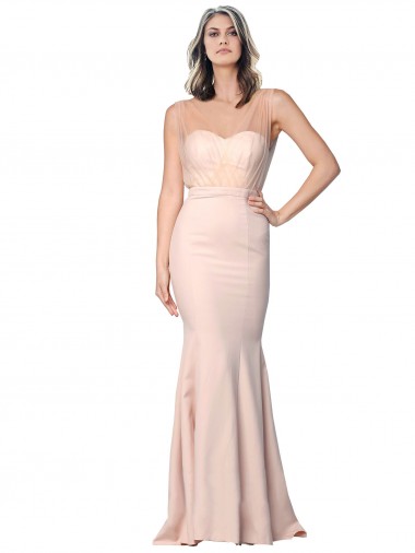 Achetez Fourreau Crêpe Stretch Tulle Longue Formelles Robes demoiselle d'honneur / Robes de soirée / Robes de bal