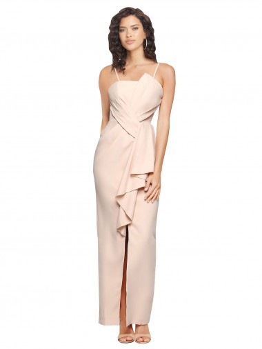Achetez Fourreau Sans bretelle Crêpe Stretch Longue Robes demoiselle d'honneur / Robes de bal