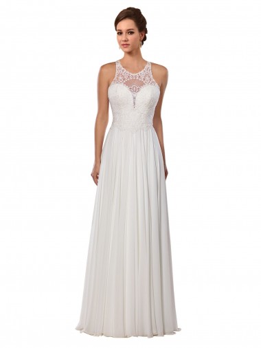 Achetez Ivoire Fourreau Illusion Mousseline Robes de mariée