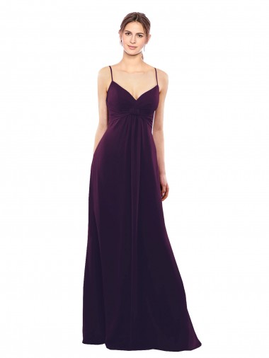 Achetez Pourpre Trapèze Bretelles spaghetti Mousseline Longue Robes demoiselle d'honneur