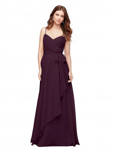 Achetez Pourpre Trapèze Col V Mousseline Longue Robes demoiselle d'honneur