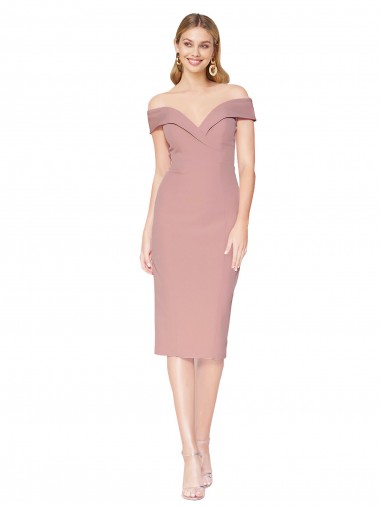 Achetez Rose poussiéreux Sirène Épaule Dénudée Crêpe Stretch Courte Robes demoiselle d'honneur / Robes de soirée / Robes de cocktail