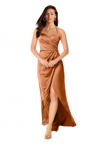Achetez Trapèze Bretelles spaghetti Satiné Soyeux Longue Asymétrique Formelles Robes demoiselle d'honneur / Robes de soirée / Robes de bal